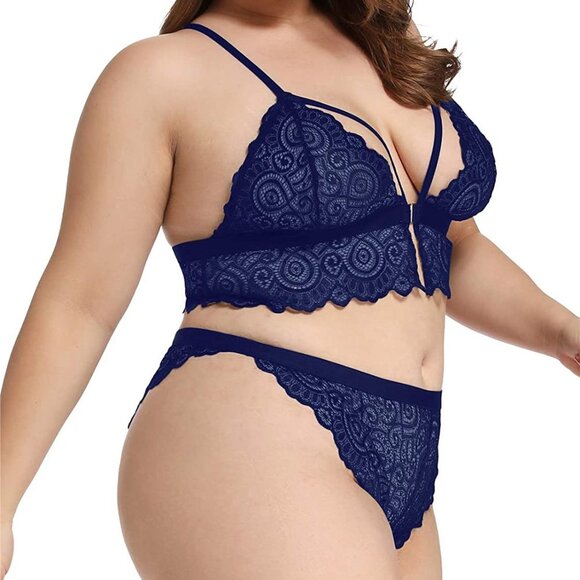 Women Plus Size Underwear Sexy Back Cross Bra Lace - Picture 2 of 5